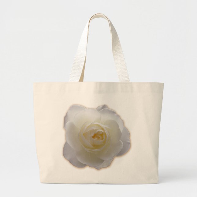 White Flower Tote Bag White Rose Beach Tote Bags (Front)