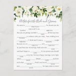 White Flower Wedding Advice Cards with Greenery<br><div class="desc">Our white flower fill in the blank wedding advice cards are a fun activity to have a wedding reception or bridal shower. You can change the heading wording if you would like by using Zazzle's "Personalize this template" tool. Be sure to check out our large selection of coordinating items by...</div>