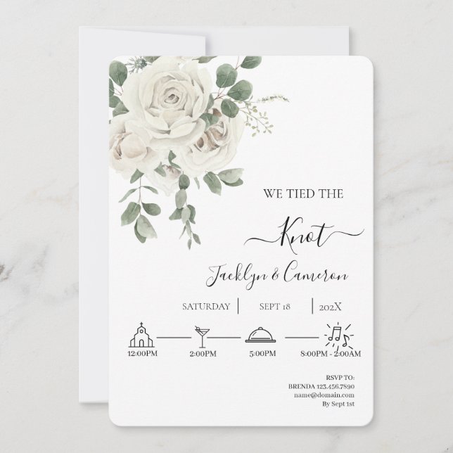 White Flower Wedding Invitation (Front)