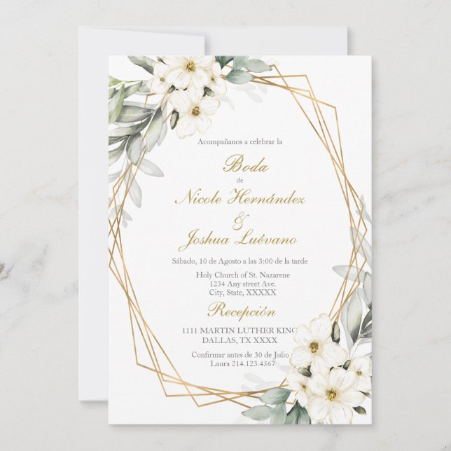 White flower wedding invitation  (Front)