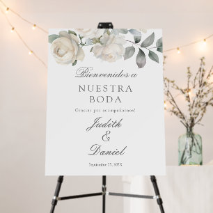 White flower Wedding Welcome sign