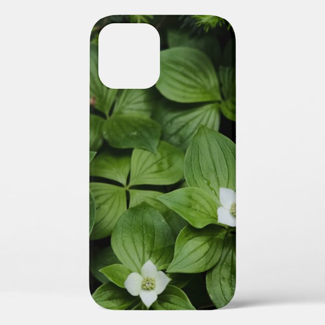WHITE FLOWER WITH GREEN LEAVES Case-Mate iPhone CASE (Back)