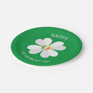 White Flower With Irish Flag- St. Patrick Day Paper Plates