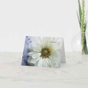 White flower with music letterpress thank you card