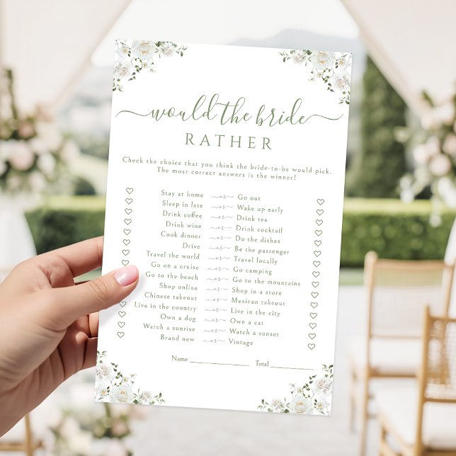 White Flower Would she rather Bridal Shower Game (Creator Uploaded)