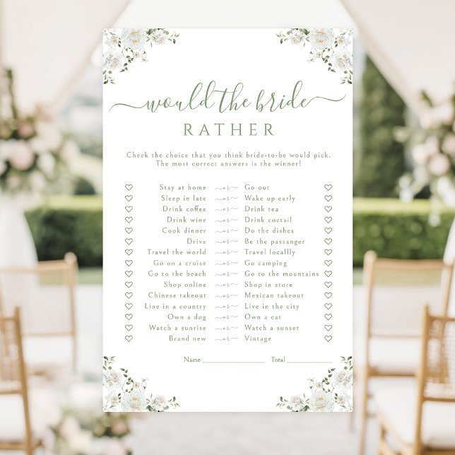 White Flower Would she rather Bridal Shower Game (Creator Uploaded)