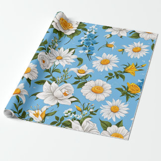 White flower wrapping paper
