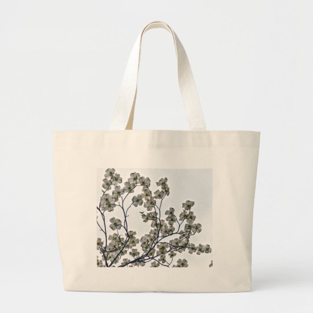 White Flowering Dogwood Large Tote Bag (Front)