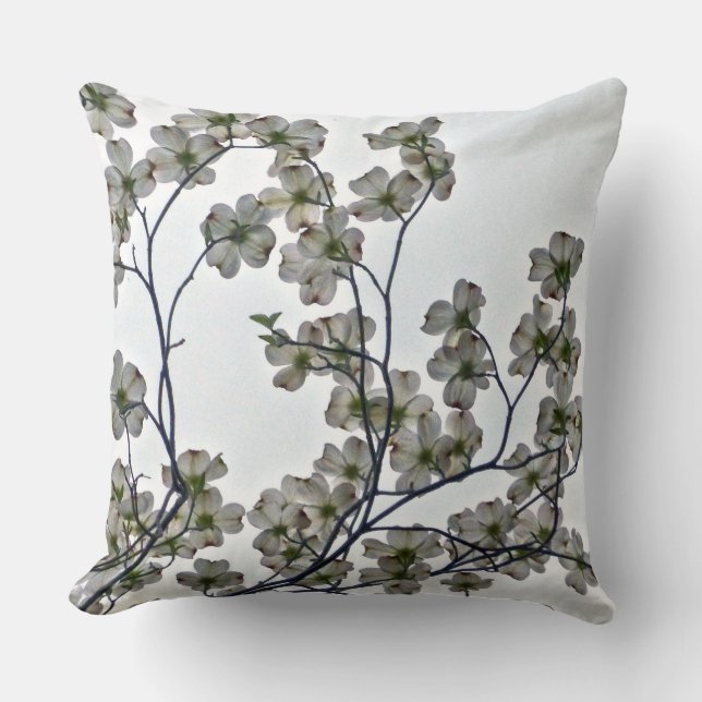 White Flowering Dogwood Throw Pillow (Front)
