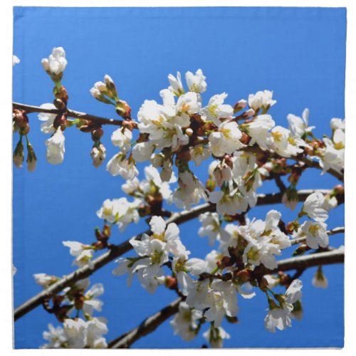 White flowering spring tree white floral blossom  napkin