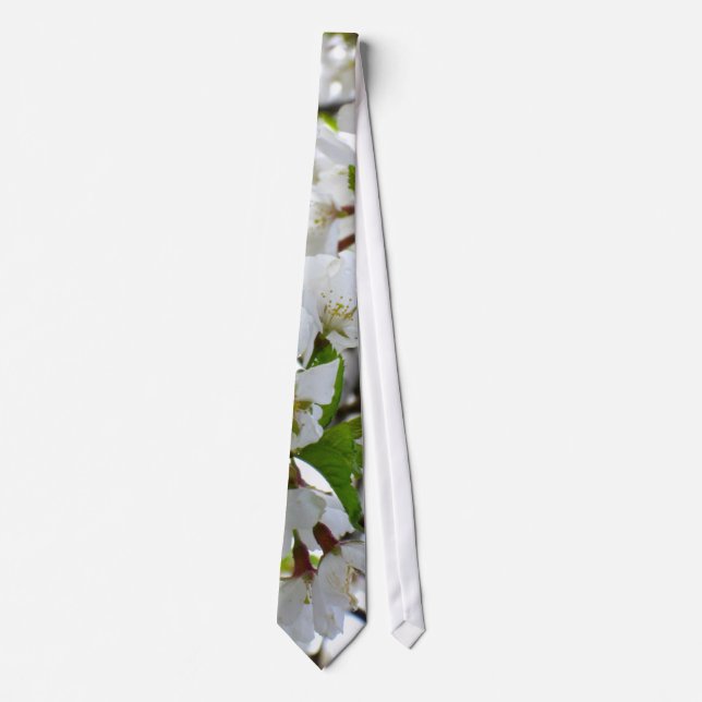 White flowering tree Blossoms Neck Tie (Front)