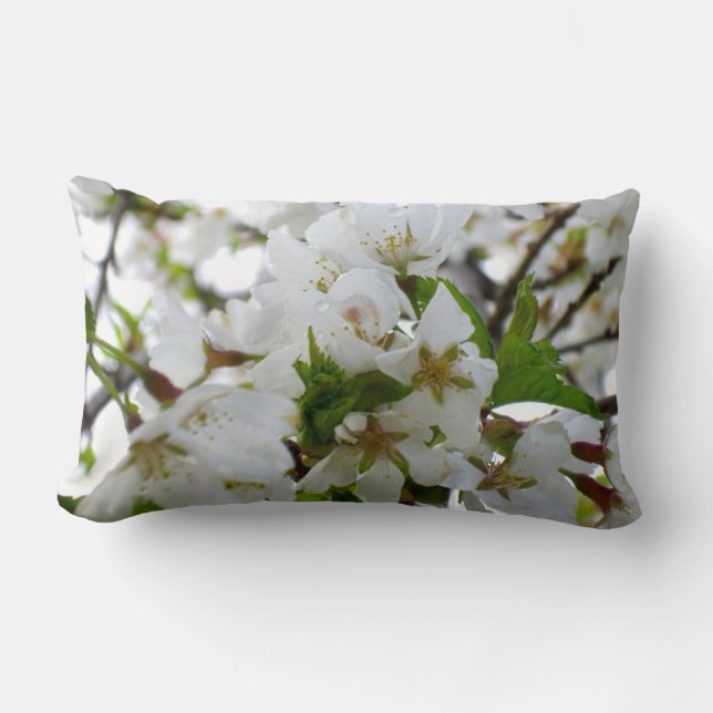 White flowering tree White Blossoms Lumbar Pillow (Front)