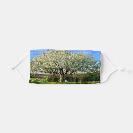 White Flowering Trees Adult Cloth Face Mask (Front, Folded)