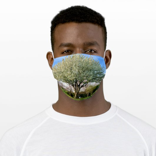White Flowering Trees Adult Cloth Face Mask (Worn)