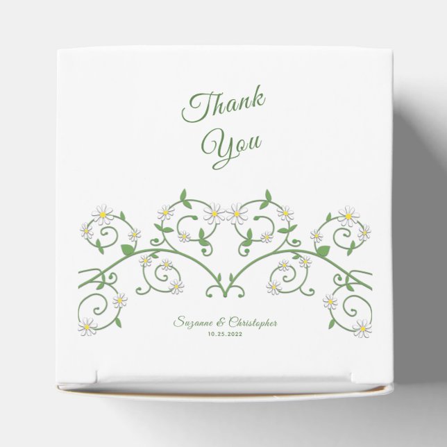 White Flowering Vine Heart Classic Favor Box (Top)