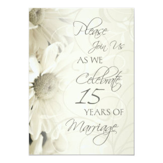 White Flowers 15th Wedding Anniversary Invitations