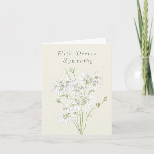 white  flowers 2  Thinking Of You Sympathy Card