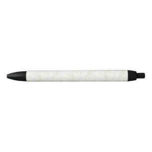 White Flowers and Foliage on Soft Yellow Pen