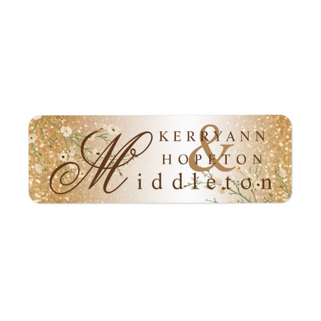 White Flowers and Gold Glitter  Label (Front)