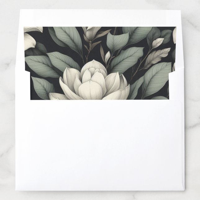 White Flowers and Greenery Wedding Envelope Liner (In Envelope)