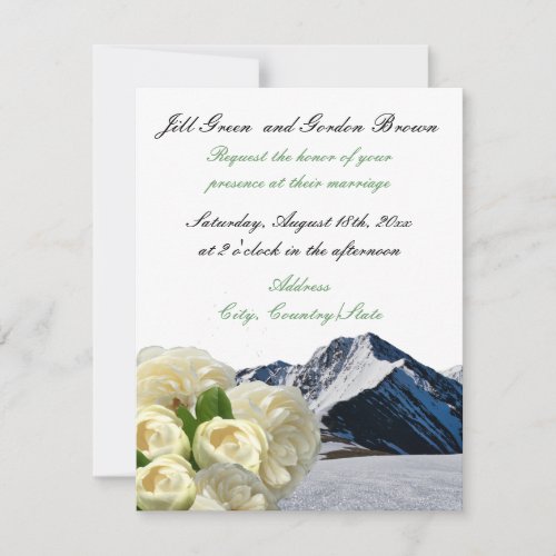 White Flowers and Mountains Wedding Invitation