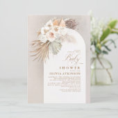 White Flowers and Pampas Grass Boho Baby Shower Invitation (Standing Front)