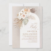 White Flowers and Pampas Grass Boho Baby Shower Invitation (Front)