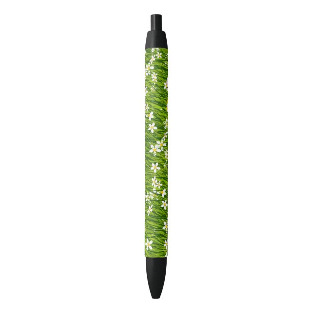 White Flowers and Plant Leaves Pen (Front Vertical)