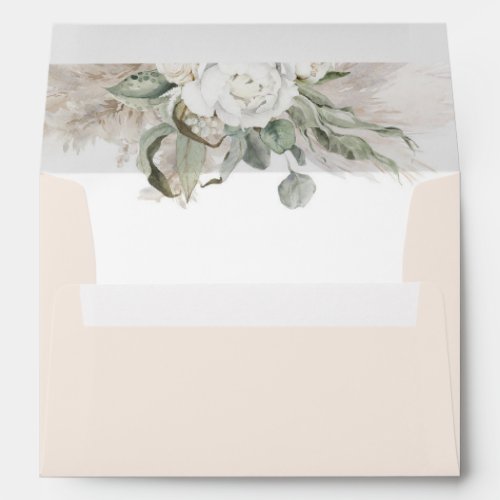 White Flowers and Sage Greenery Elegant Soft Boho Envelope