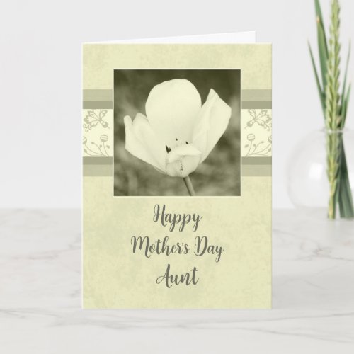 White Flowers Aunt Happy Mothers Day Card