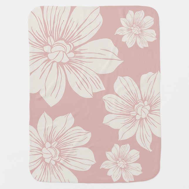 White Flowers Baby Blanket (Front)