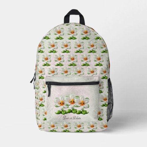 White Flowers Backpack Cut Sew Bag