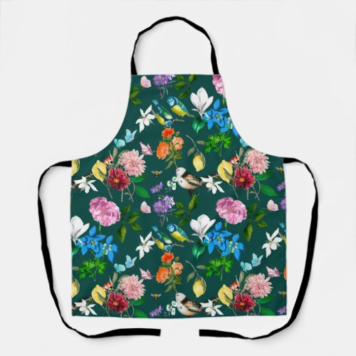 White flowersbirdsbeeslemonbutterflies    apron