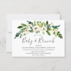 White Flowers Blooming Baby & Brunch Invitation