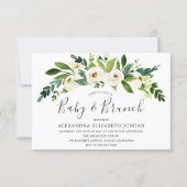 White Flowers Blooming Baby & Brunch Invitation (Front)