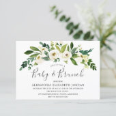 White Flowers Blooming Baby & Brunch Invitation (Standing Front)