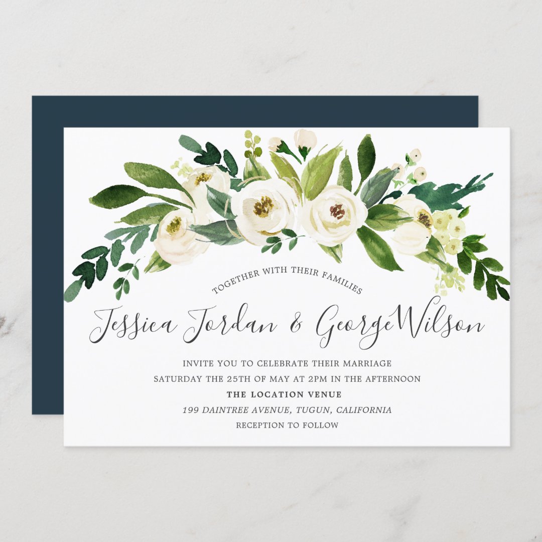 White Flowers Blooming Wedding Invitation | Zazzle
