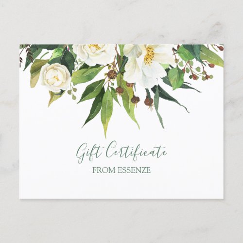White flowers bou Gift Certificate Design Postcard