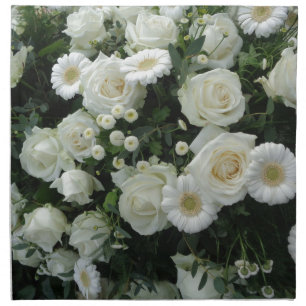 White Flowers Bouquet Napkin