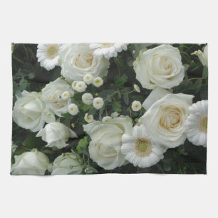 White Flowers Bouquet Towel