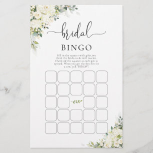 White Flowers Bridal Shower Bingo