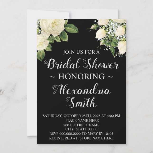 White Flowers | Bridal Shower  Invitation (Front)