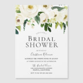 White Flowers Bridal Shower Magnetic Invitation (Front)