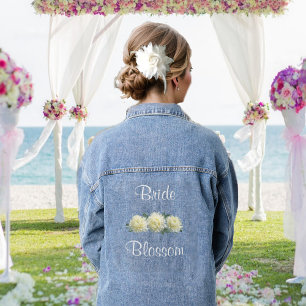 White Flowers Bride Denim Jacket