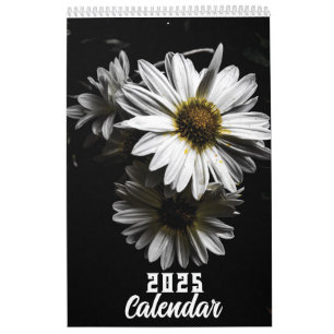 white flowers calendar 2025