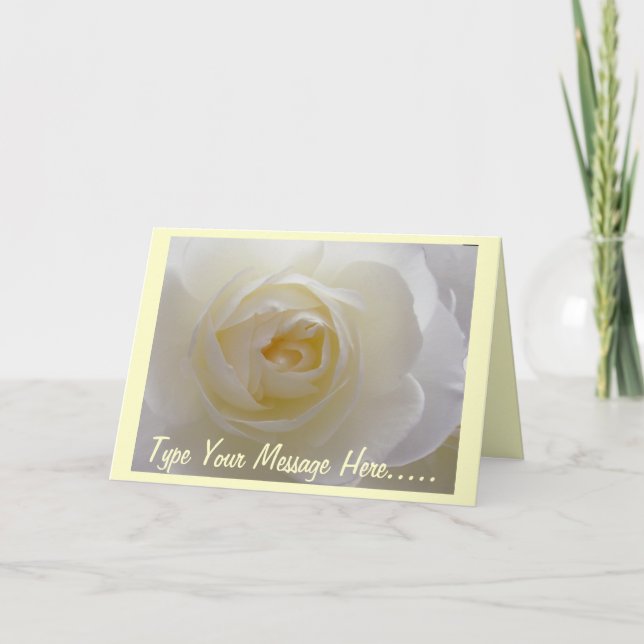 White Flowers Card Rose Flower Greeting Card Blank (Front)