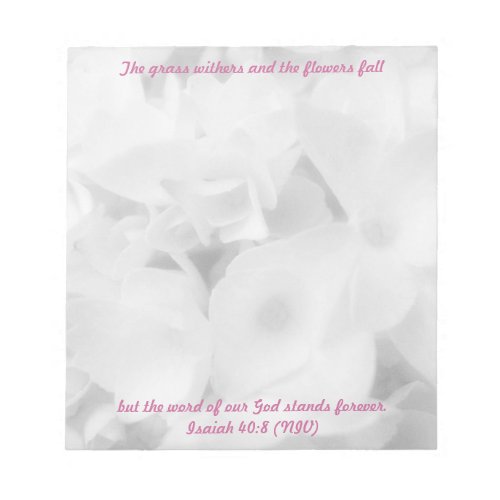 White Flowers Christian Verse Note Paper