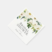 White Flowers & Cream Elegant Bridal Shower Napkins (Corner)