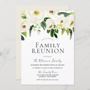 White Flowers & Cream Elegant Family Reunion Invitation