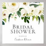 White Flowers & Cream Elegant Sign Bridal Shower<br><div class="desc">White Flowers & Cream Elegant Bridal Shower Poster Sign Welcome

See matching collection in Niche and Nest Store</div>